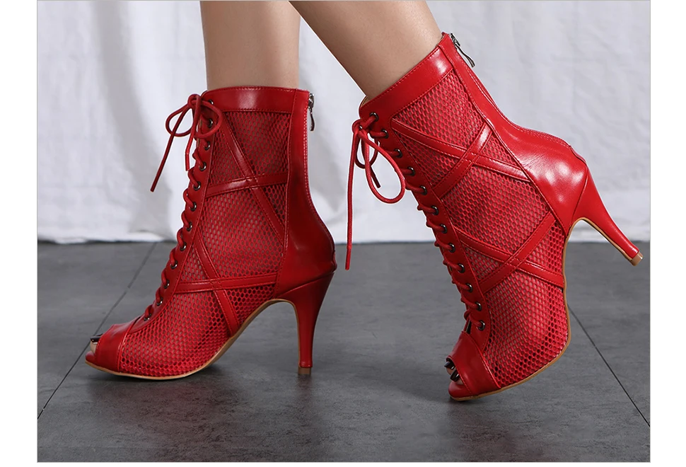 rouge - Chaussures de Danse Latine à Talons Hauts – Modèle LUNA II Noir Rouge - Couleurs Lagon