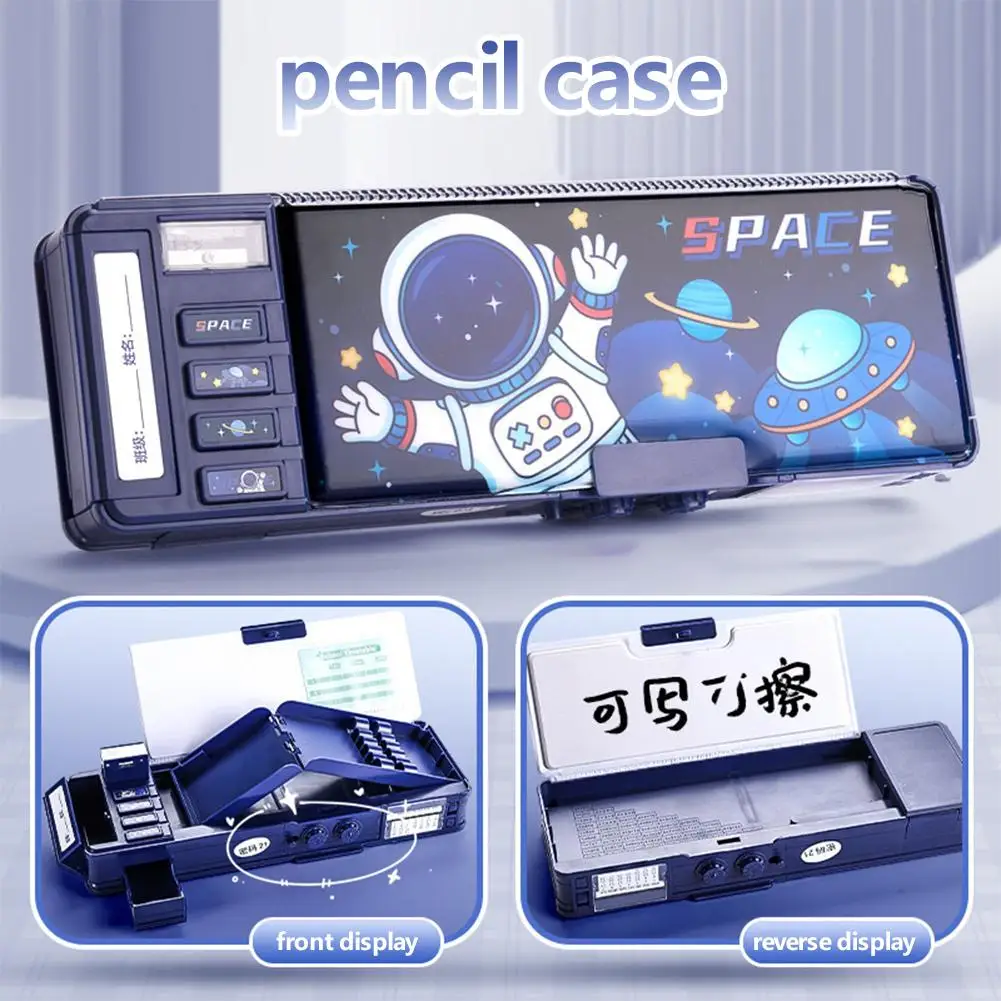 Multi-functional Pencil Case Smart Password Lock Primary Students Capacity Double-layer High-tech Large Pencil Case School V9N5