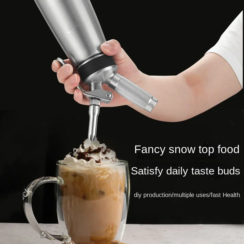 500ml Cream Gun Stainless Steel Cream Foamer Stainless Steel Cream Inlaid Vase Nitrogen Siphon Bottle Reusable  Baking