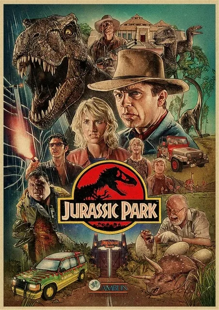 Dinosaur Canvas Painting Jurassic Park Movie Posters Vintage Posters And Prints Wall Art Pictures For Living Room Home Decor Peckshirt