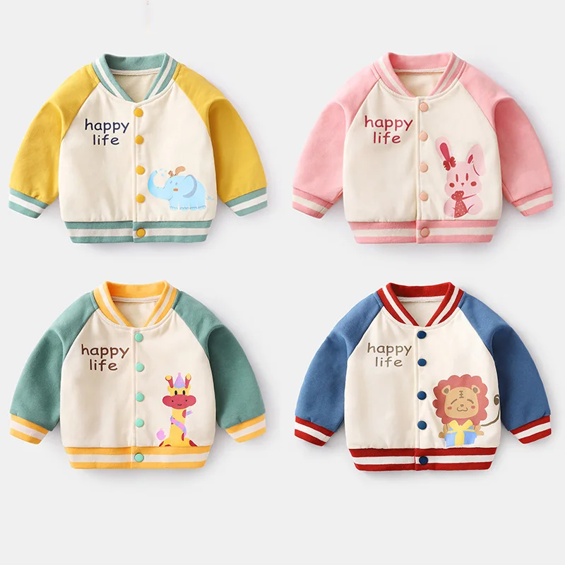 Ins Babys Girl Jacket Spring Autumn Toddler Infant Girls Outerwear Coat Cotton Lion Letter Spliced Newborn Boys Baseball Uniform