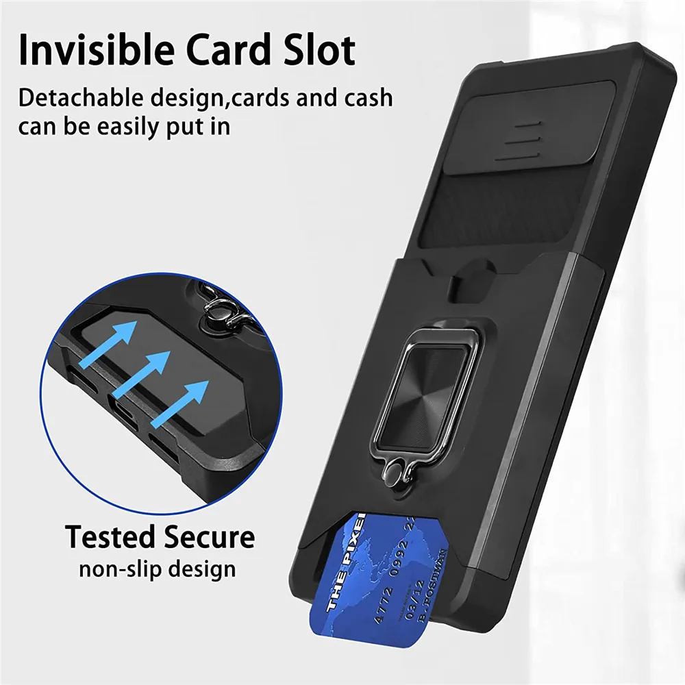 Enhanced Protective Cover with Card Slots and Hard Slider Window for Camera - Google Pixel 6 Series