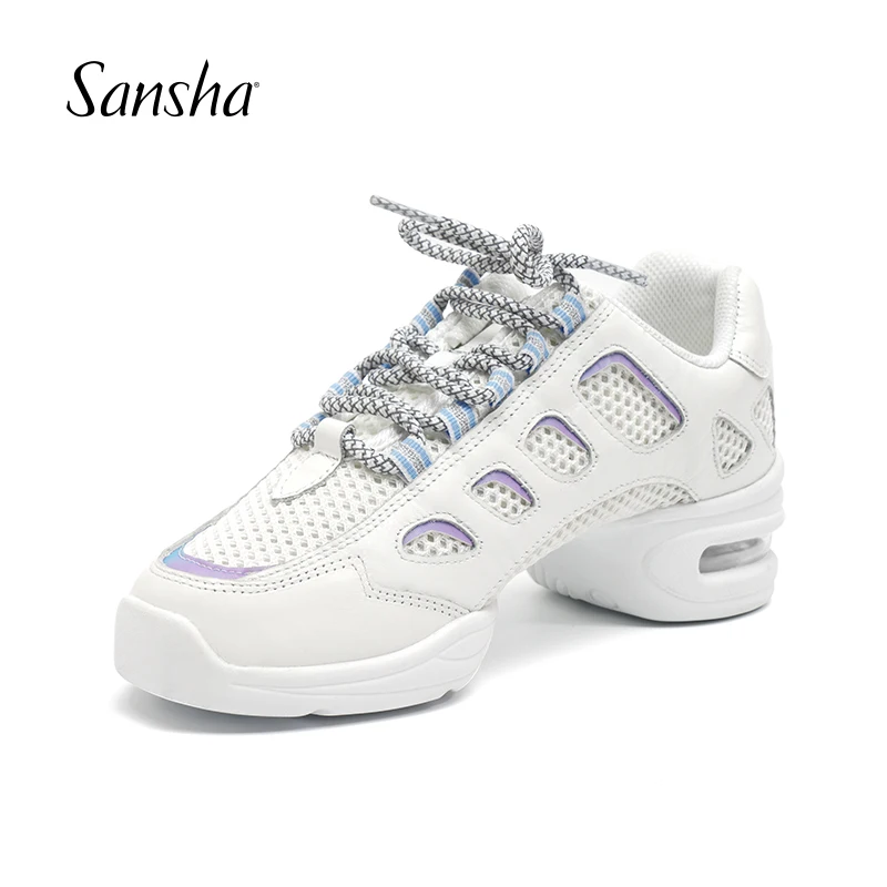 Sansha Dance Summer Sneakers White Mesh Leather Soft Outsole Women Girls Men Salsa Hip-hop Modern Dance Jazz Shoes H211148LCO