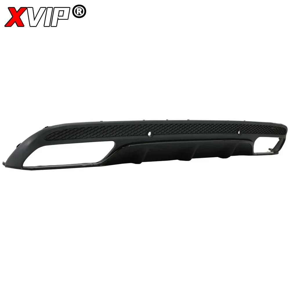 XVIP 후방 범퍼 립 디퓨저 스포일러 스플리터, 메르세데스 벤츠 C 클래스 W205 세단 C200 C250 15-21 용, 블랙 배기 파이프 포함