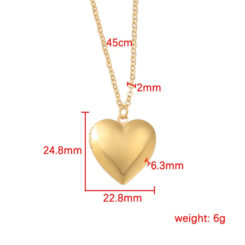 10Pcs Photolocket Pendant Necklace Mirror Polish Stainless Steel Heart Box Pendant Necklace For Women's Fashion 2023 Jewelry