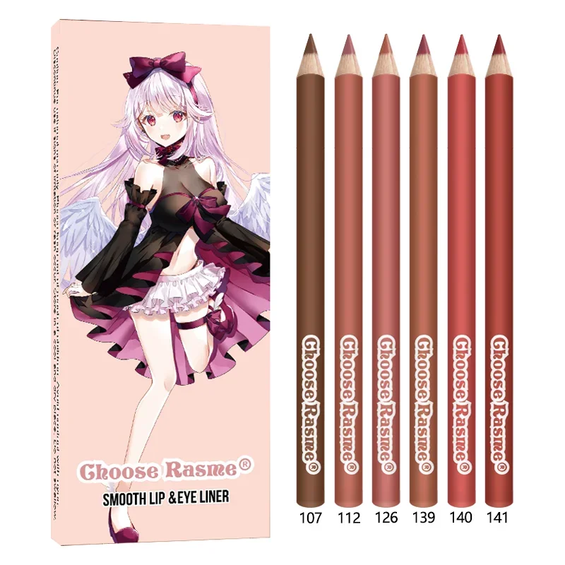 6pcs Lip Liner Pen 6 Colors Waterproof And Sweat-proof Not Easy To Fade Non-stick Cup Nude Lipstick Pencil SET