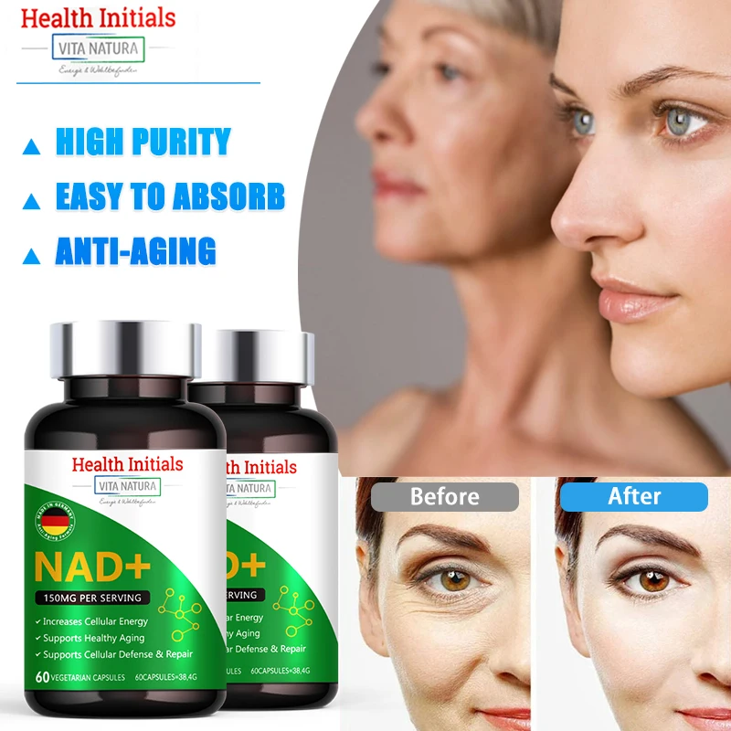 NAD+ Supplement Capsules Moisturizing Anti-Aging Firming Skin Care Natural Energy Cellular Health 60Pcs