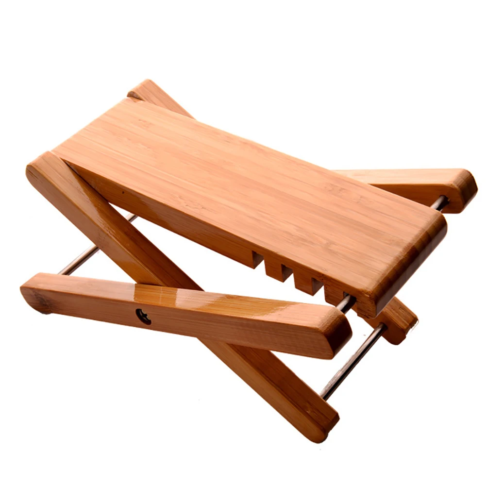 4 Levels Adjustable Footstool Tiptoe Guitar Footrest Wooden Foot Pedal