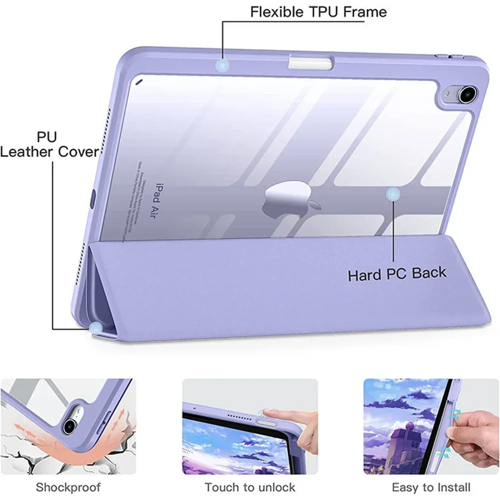 Sleek Fashion Tablet Case with Pencil Slot and Tri-fold Stand