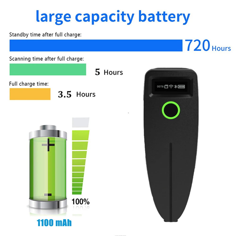 2D Barcode Scanner W7 Mini Wireless Bluetooth Handheld Portable 1D 2D QR Code Data Matrix PDF417 Reader With Storage Function 6 2D Barcode Scanner W7 Mini Wireless Bluetooth Handheld Portable 1D 2D QR Code Data Matrix PDF417 Reader With Storage Function - Image 6
