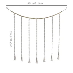 Bohemian Macrame Photo Display with Wooden Beads and Clips - Wall Decor and Picture Holder (30 Clips)
