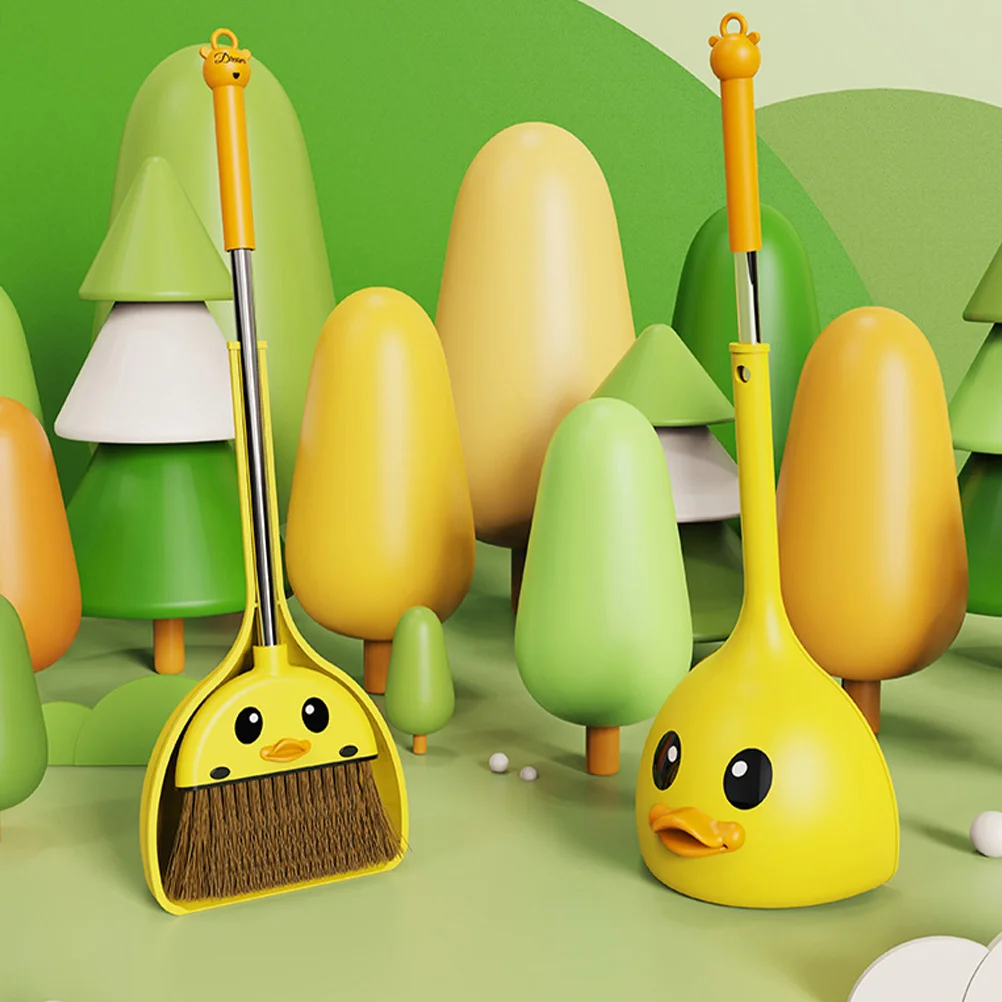 

Mini Broom Dustpan Set for Kids: Little Housekeeping Helper and Pretend Play Toy with Yellow Duck Design