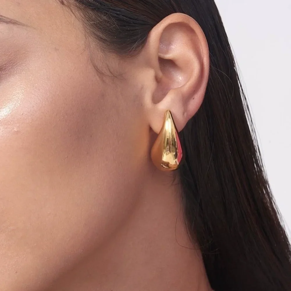 10-31mm Stainless Steel Vintage Chunky Water Drop Earrings For Women Gold Plated Thick Earring Statement Wedding Jewelry Gifts 5