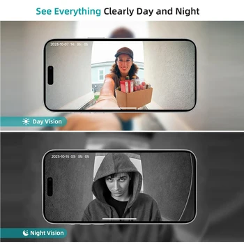 tuya Wireless smart video doorbell, 2.4G WiFi home security camera, 2-way audio, night vision, battery, secure home monitoring 5