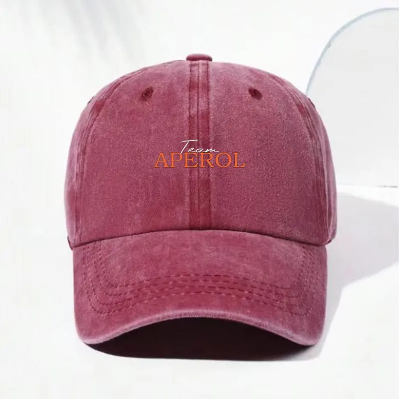Team Aperol Vintage Washed Baseball Cap Retro Distressed Cotton Hat Unisex Verstellbare Snapback-Kappe für Gruppenfeiern, Sport und Freunde – Detail 4