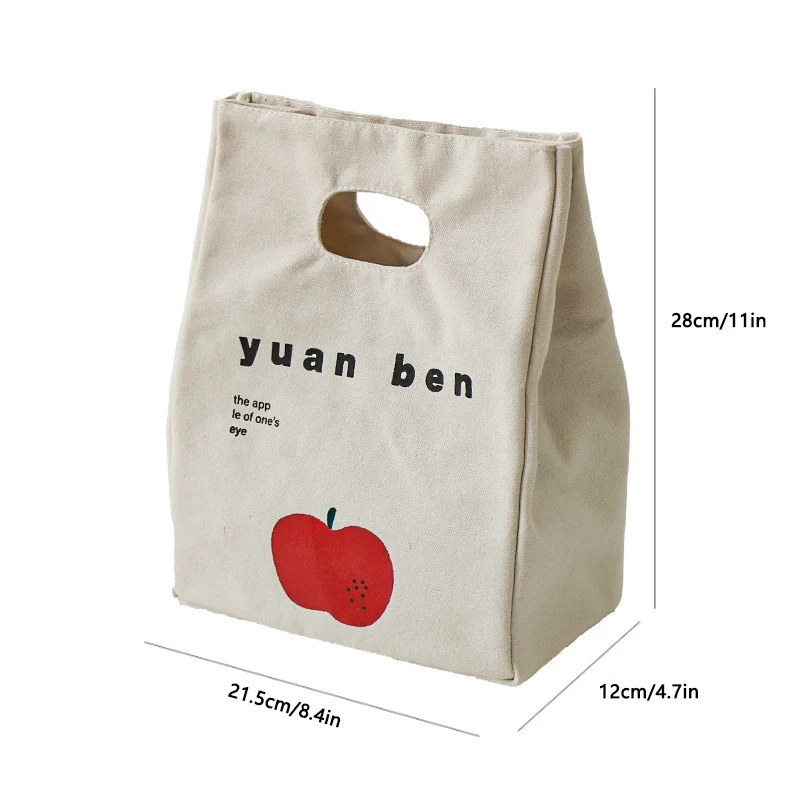 Einfache Cartoon Druck Buchstaben Bento Tasche Handtasche Mittagessen Tasche Arbeit erhöhen Lunchbox Tasche Isolierung Tasche Verdickung – Detail 4