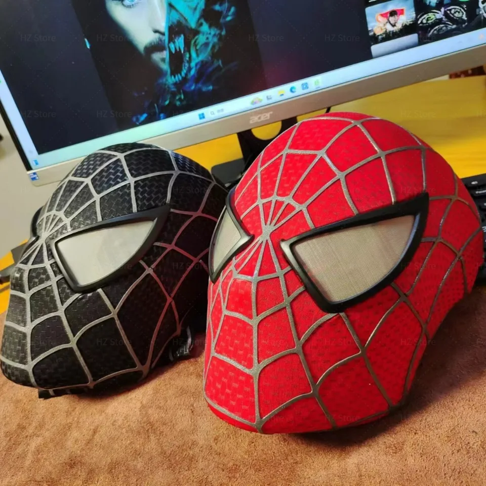 Maschera Spiderman Nera,Maschera Spiderman Di Tobey Maguire Con Lenti - Foto 13