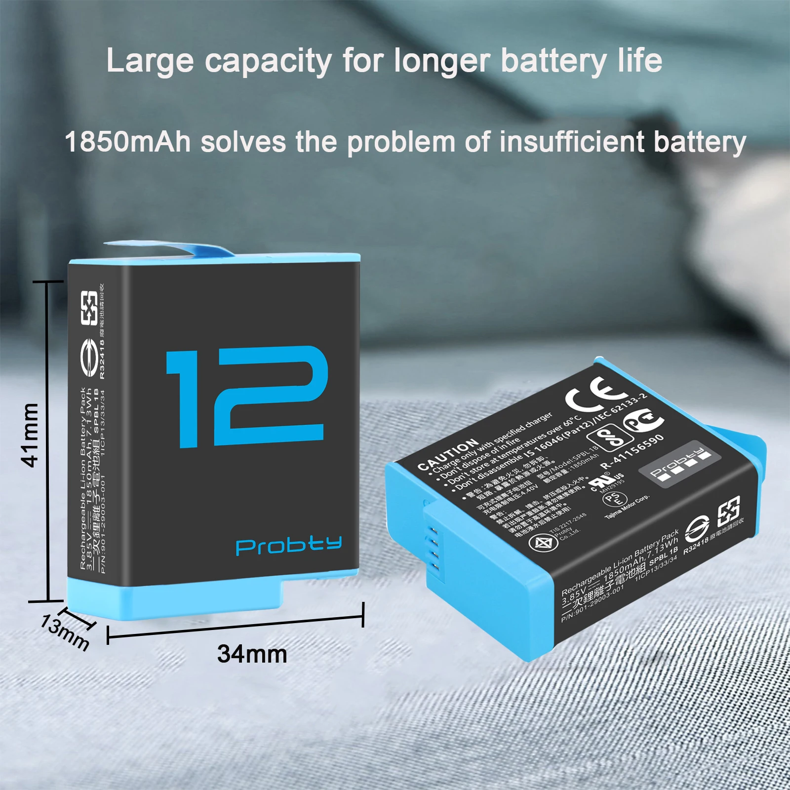 GoPro Hero 12バッテリー 充電器セット 1800mAh*3 Hero GoPro Hero 12用バッテリー,3スロット充電器,Type-Cポート,GoPro