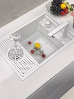 Nano White Hidden Mini Bar/Cafe/RV/balcony Sink with Up and Down Faucet and Glass Rinser Set 23 Inch 2