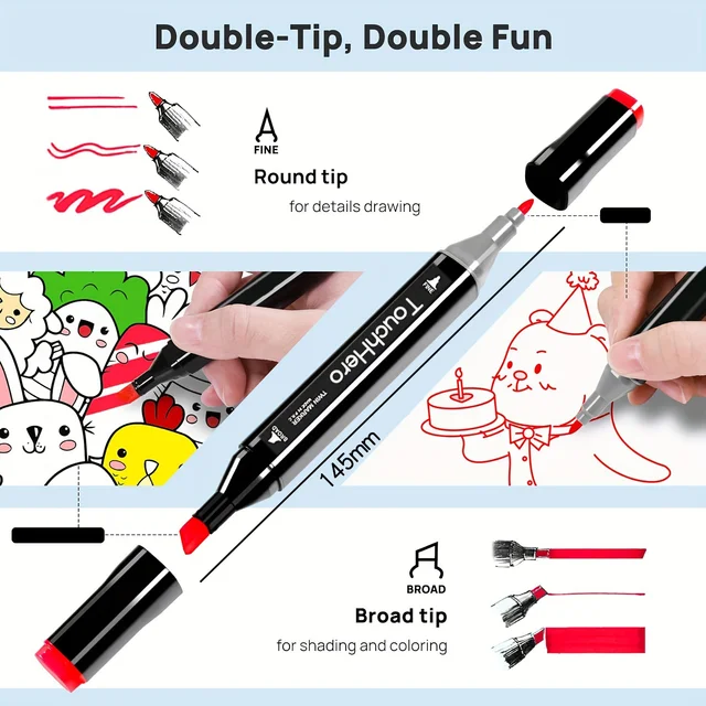 36/24Colors Art Markers Pen Set for Draw Double Headed Sketching Oily Tip Based Markers Graffiti Manga Artists School Supplies 5