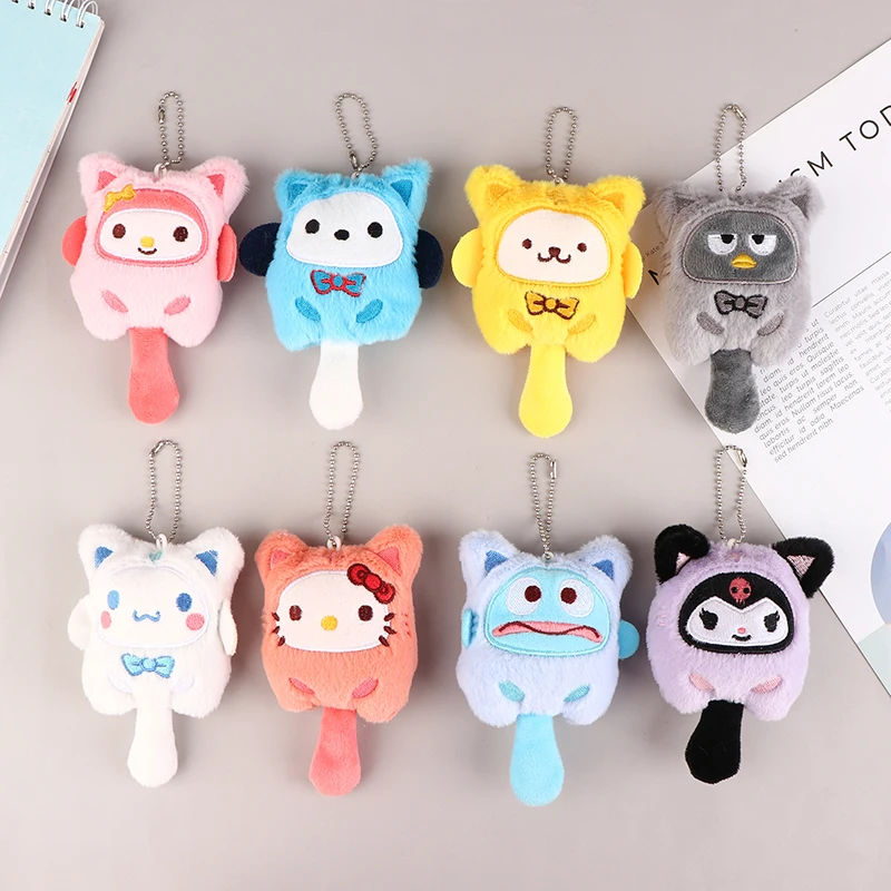 

Plush Toy Cartoon HelloKitty Melody Kuromi Pendant Soft Stuffed Doll Keychain Backpack Car Bag Key Ring Decor Kid Gift