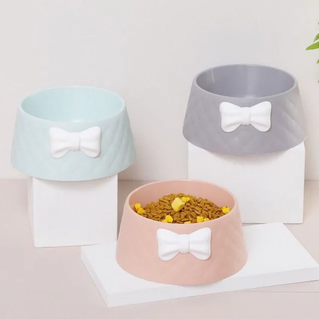 Pet Dog Food Bowls Lovely Bowknot Puppy Feeder Dish Bowl Diamond Pattern Bow Cat Bowl for Water Sweet Princess Pet Feeding Bowls 5