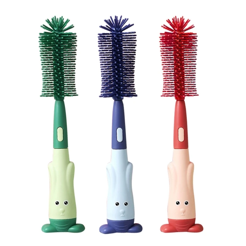 

3 in 1 Feeding Bottle Brush Set Cleaning Babies Bottle Brush Nursing Bottle Straw Cleaning Brush Set Blue/Green/Red