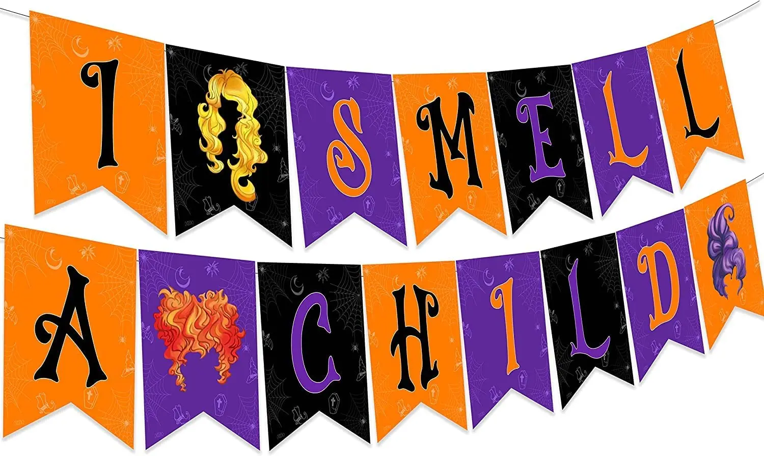 

FANGLELAND Halloween I Smell A Child Banner Halloween Baby Shower Decorations for Girl or Boy Halloween Witch Party Supplies