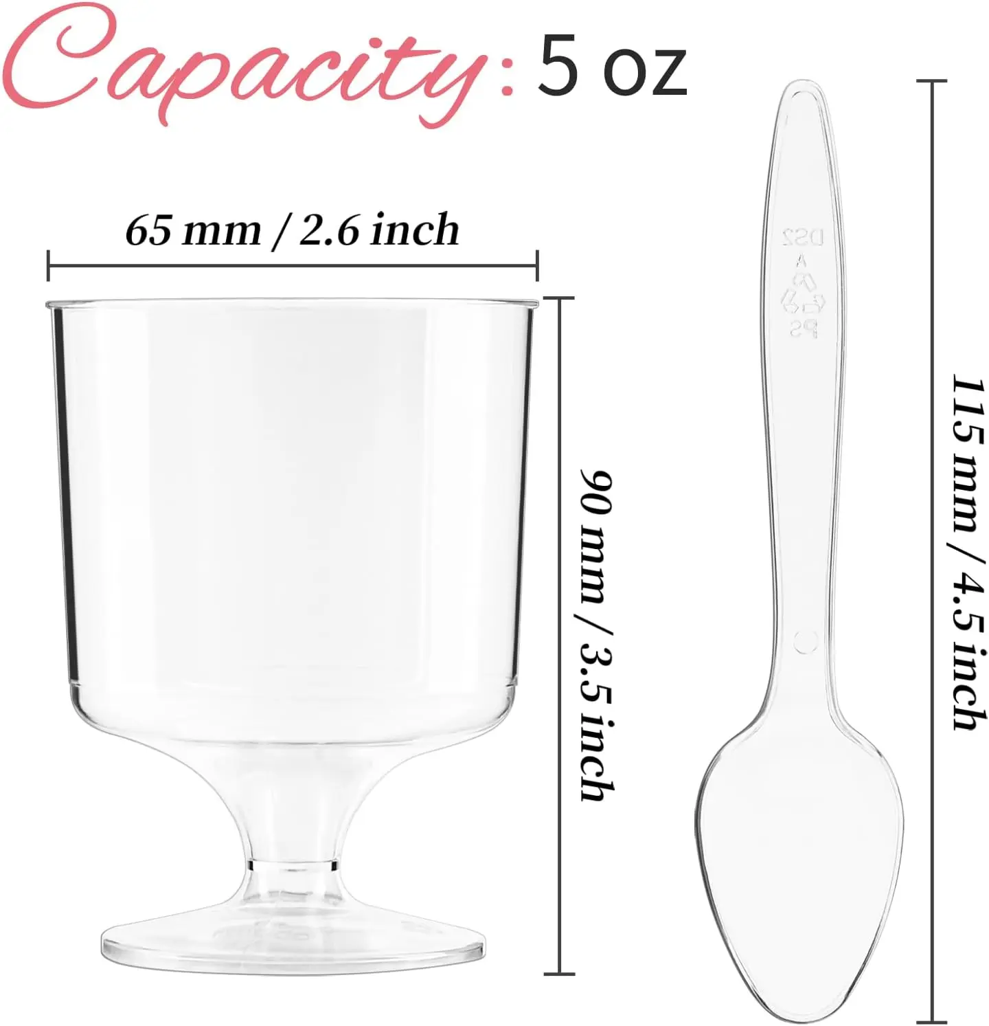 Plastic Cups Plastic Dessert Cups Dessert Cups 10PCS 5 oz Mini Dessert Cups Spoons Small Dessert Cups Plastic Footed Wine Glasses Serving Trifles Appetizers