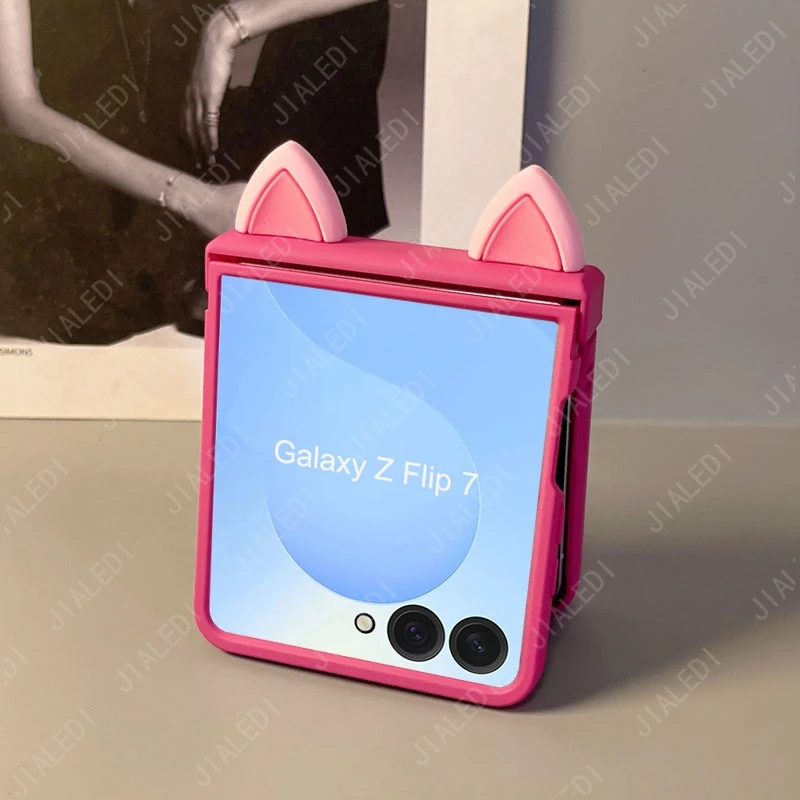 Cute Cat Ears Hinge Phone case For Samsung Galaxy Z Flip 7