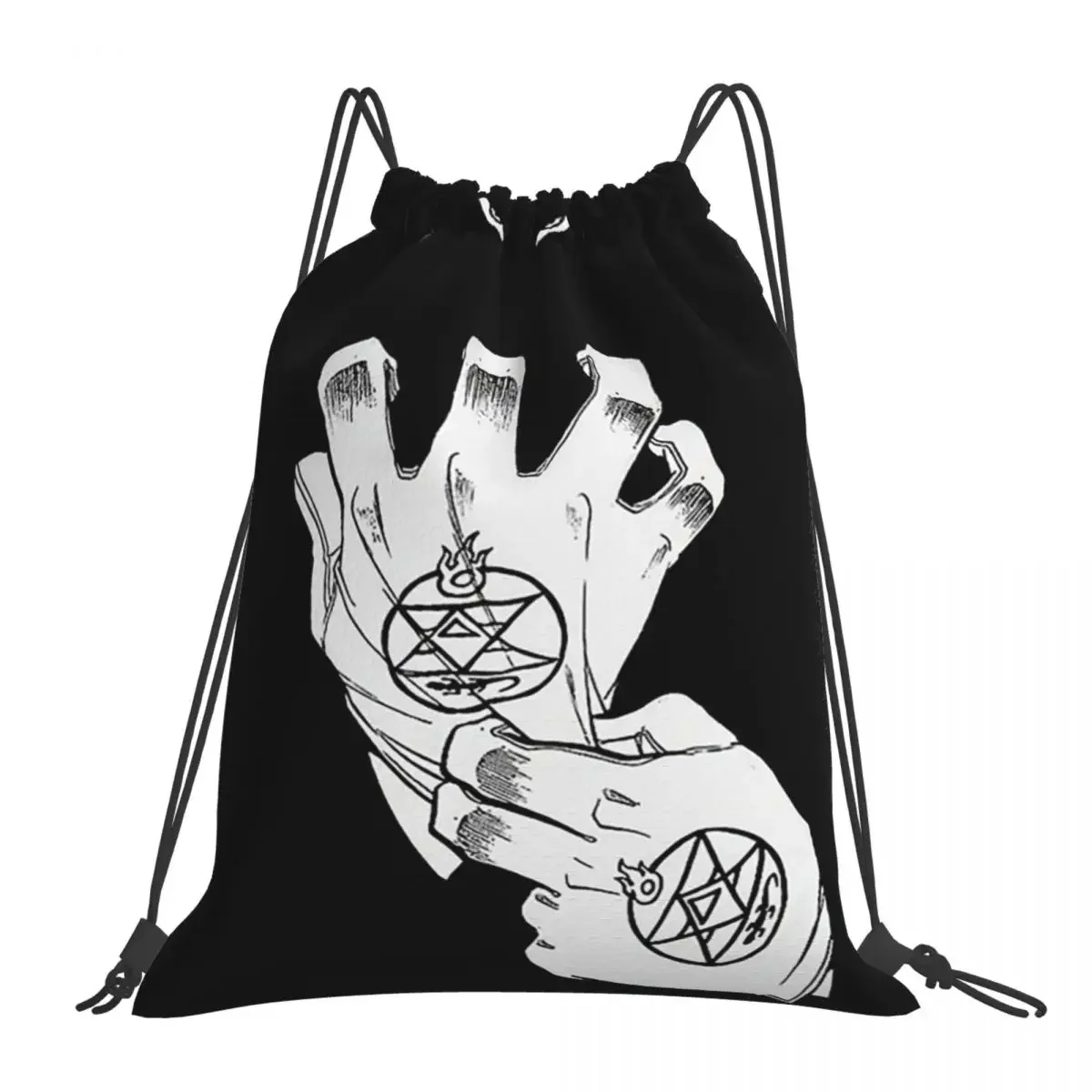 

Full Metal Alchemist Roy Mustang Angry With Gloves Backpacks Drawstring Bags Drawstring Bundle Pocket Shoes Bag BookBag