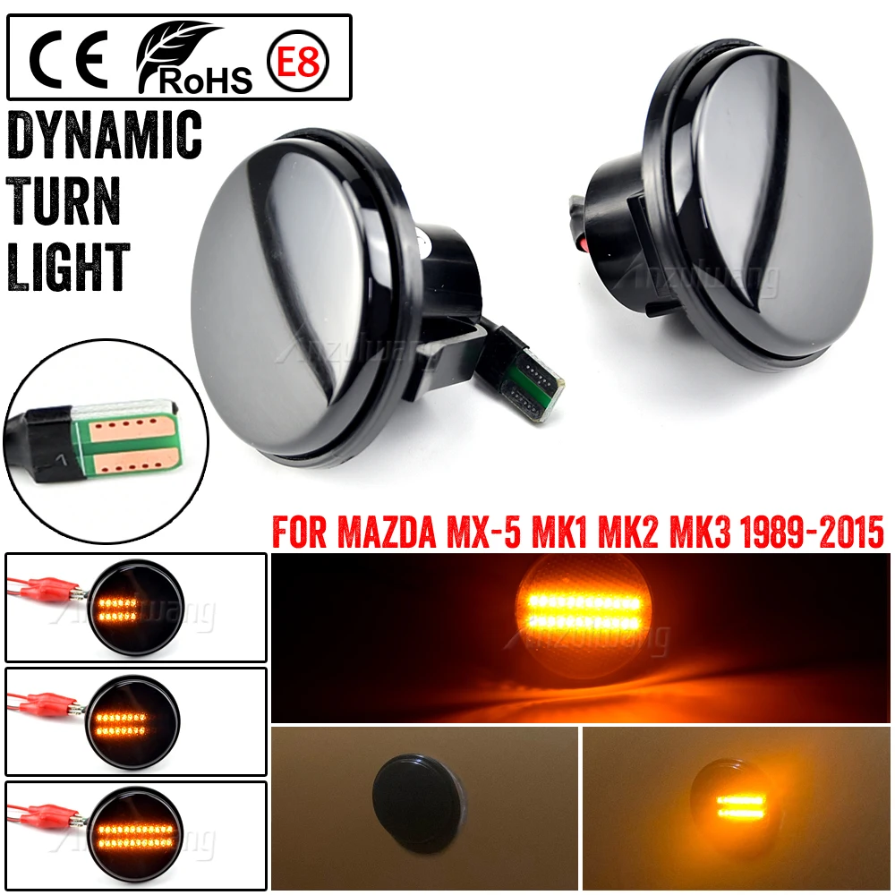 

Turn Signal Dynamic LED Side Marker Light Repeater Lamp Flowing Indicator For Mazda MX5 MX-5 MK1 MK2 MK3 1989-2015