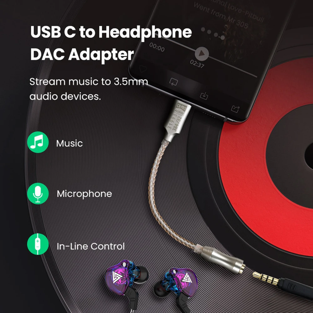 Premium USB-C to 3.5mm HiFi Audio Adapter with 32-bit 384kHz DAC and Headphone Amplifier