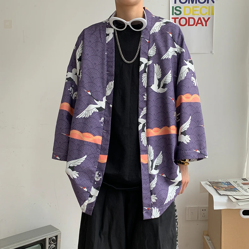 Japanese shirt men kimono Chinese kimono geisha Japanese street clothing harajuku casual short sleeved shirt short sleeved shirt button down shirt