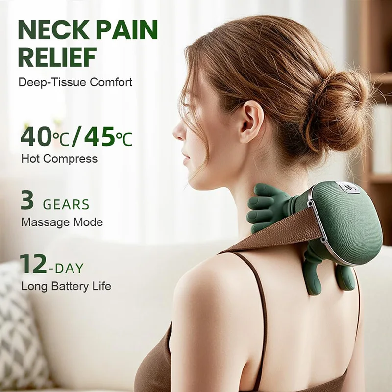 Bionic Finger Neck Shoulder Massager Wireless Neck Cervical Trapezius 4D Kneading Body Back Hand Massage Shawl Brushless Motor