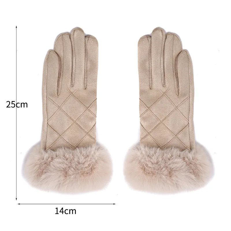 Women Touch Screen Gloves Elegant Full Finger Mittens Autumn Winter Warm Cycling Drive Suede Fabric Windproof Gloves