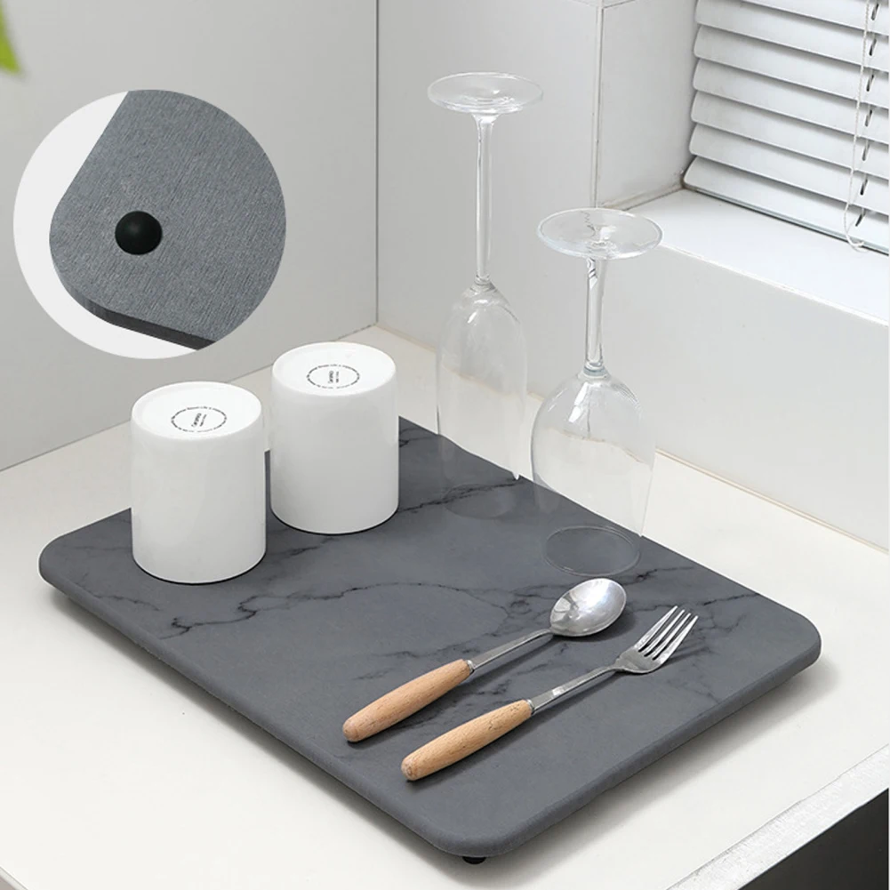 규조토 돌 접시 건조 매트, 친환경 내열성, 빠른 건조 규조토 매트, 주방 및 가정용 