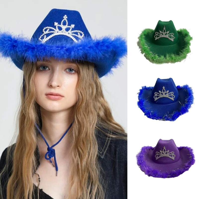 Felt Cowboy Hat Western Cowgirl Hat Costume Fedora Hats Caps for Kids Boys Girls