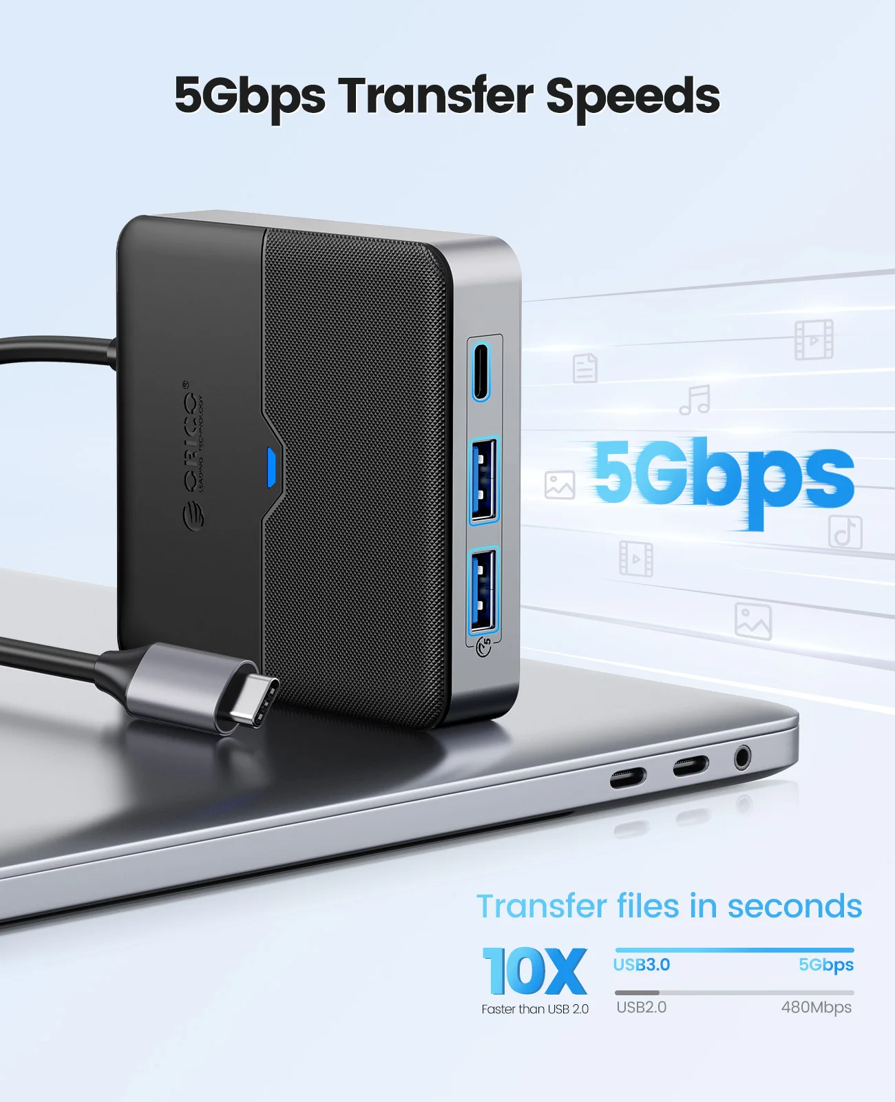 Orico tipo c Docking Station Usb 3.0 Hub 4k60hz Adaptador Rj45 pd Compatível com Hdmi para Macbook Ipad Air m1 Acessórios para pc Splitter - Imagem 4