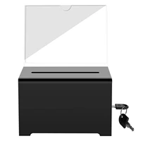 Acrylic Donation Box Portable Ballot Box With Key Suggestion Box For envelopes coins Fundraising Multipurpose Raffle Box 2