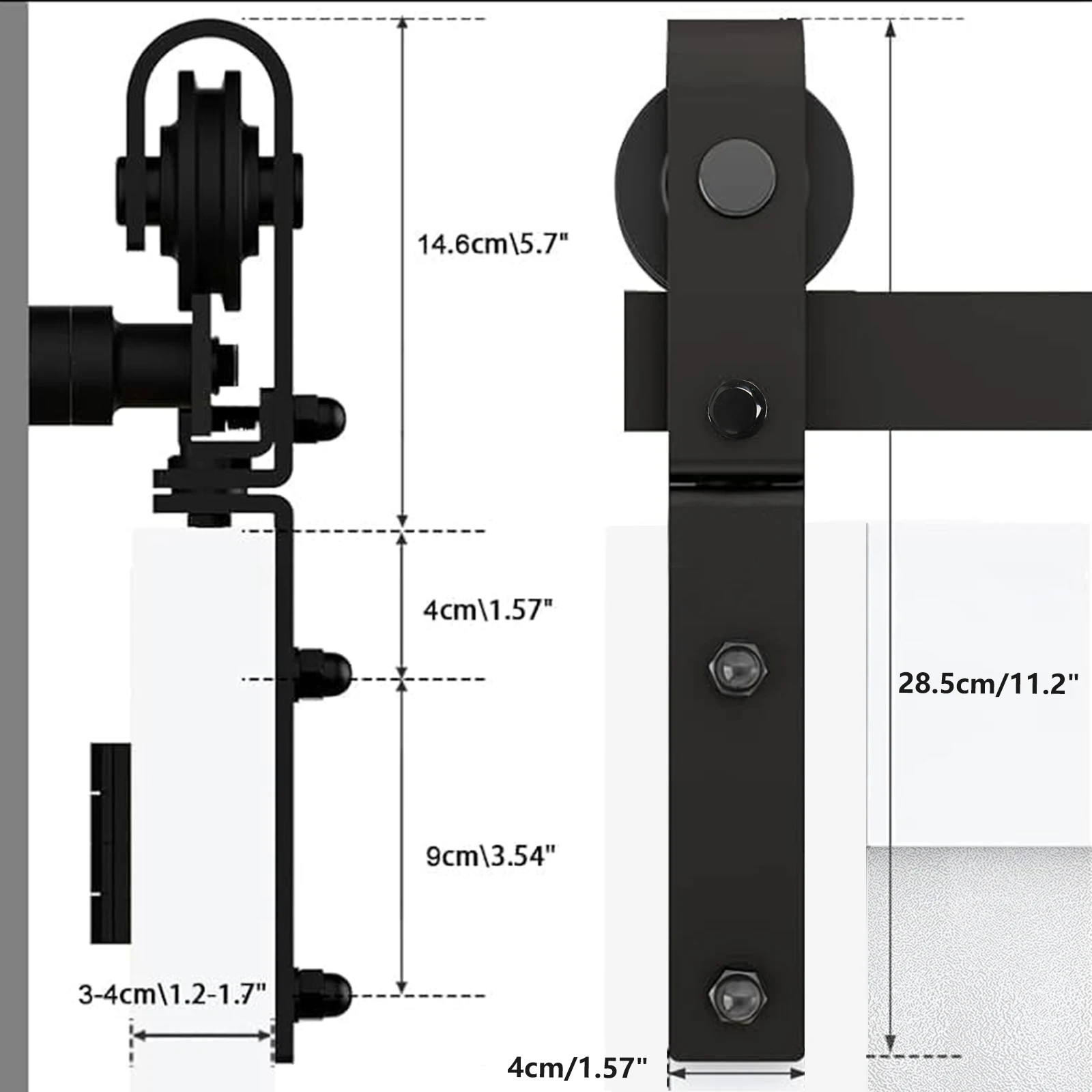 Dropship 60" Bi-Folding Sliding Barn Door Hardware Kit For 2 Doors Track J Shape Roller Doors Not Included - View #3