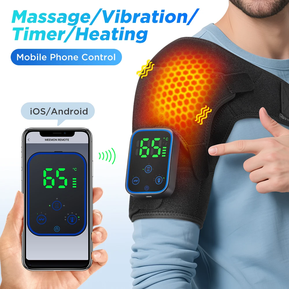 Masseur d'épaule à vibrations électriques sans fil, Portable, enveloppe de Massage à pression chaude, attelle de soulagement de la douleur avec contrôle par application