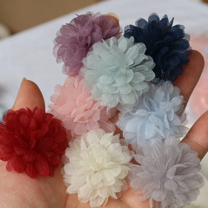 Tela de gasa hecha a mano de 9CM, flor Artificial para vestido de novia,  sombreros, decoración de ropa, tocado DIY, fabricación de flores -  AliExpress