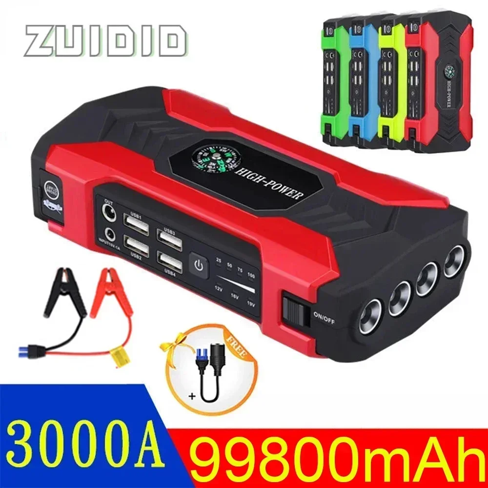 

99800mAh 20000mAh Car Jump Starter 3000A Starting Device Portable Power Bank Battery Starter Launcher For Car Booster Articles