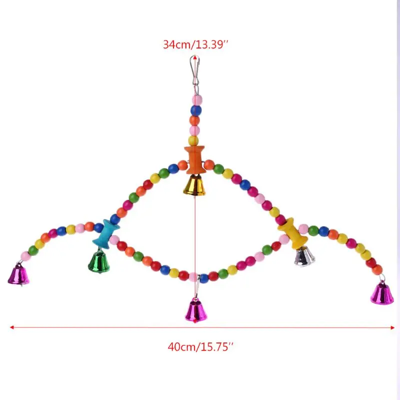 

Bird Swing Perch Ladder Colorful Beads Wooden Chew Toy for Medium Parrots