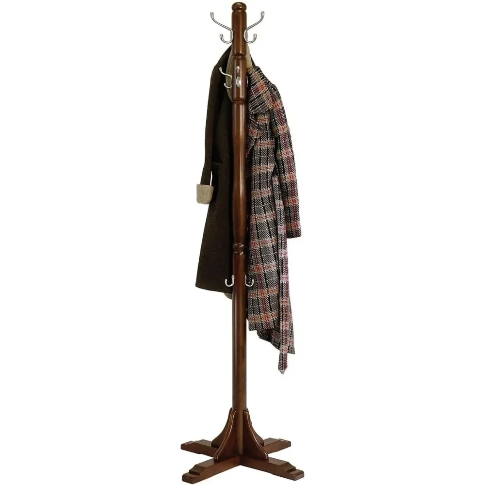 

Coat Tree Standing Coat Rack Cappuccino Hanger Floor Wood Shelf Room Furniture Furniture for Home Racks Clothes, Clothing Rack