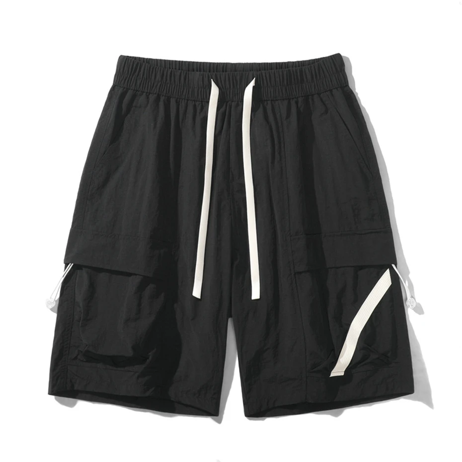 Solid Color Shorts Men Summer Nylon Shorts Fashion Casual Sweatpants Male Elastic Waist Shorts