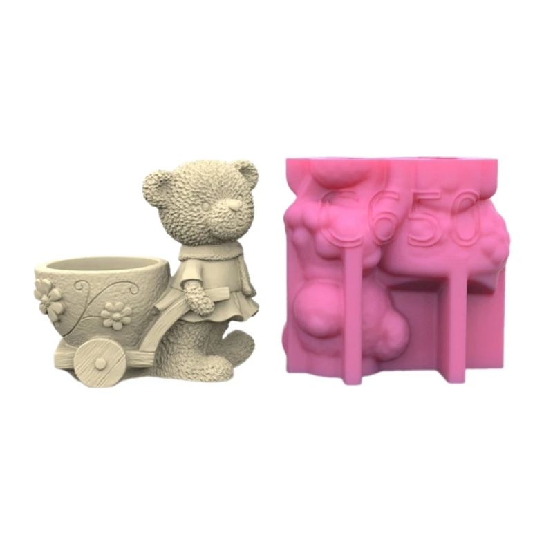 

Succulent Flower Pots Mold Cartoon Bear Pen Holder Silicone Mould Epoxy Resin Molds Concrete Plaster Planter Vase Mold