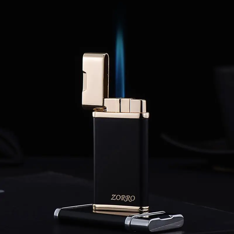 

ZORRO Flame Ultra Thin High End Cigarette Gas Lighter Unusual Creative Metal Torch Turbo Windproof Blue Butane Cigar Lighters