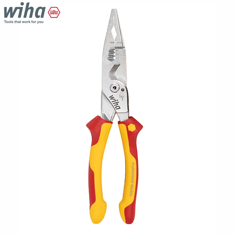 

Wiha 45489 8-in-1 Multifunctional Electrician Pliers Insulated 1000V VDE Sharp Mouthed Wire Stripping Crimping Plier 45705